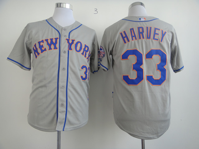 Men New York Mets #33 Harvey Grey MLB Jerseys
